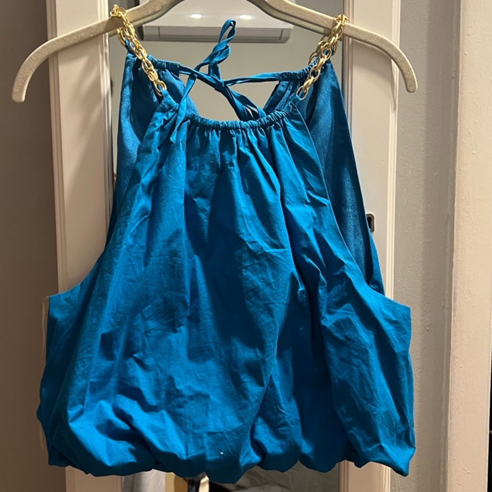 Blue Women's Top with Chain Straps NWT